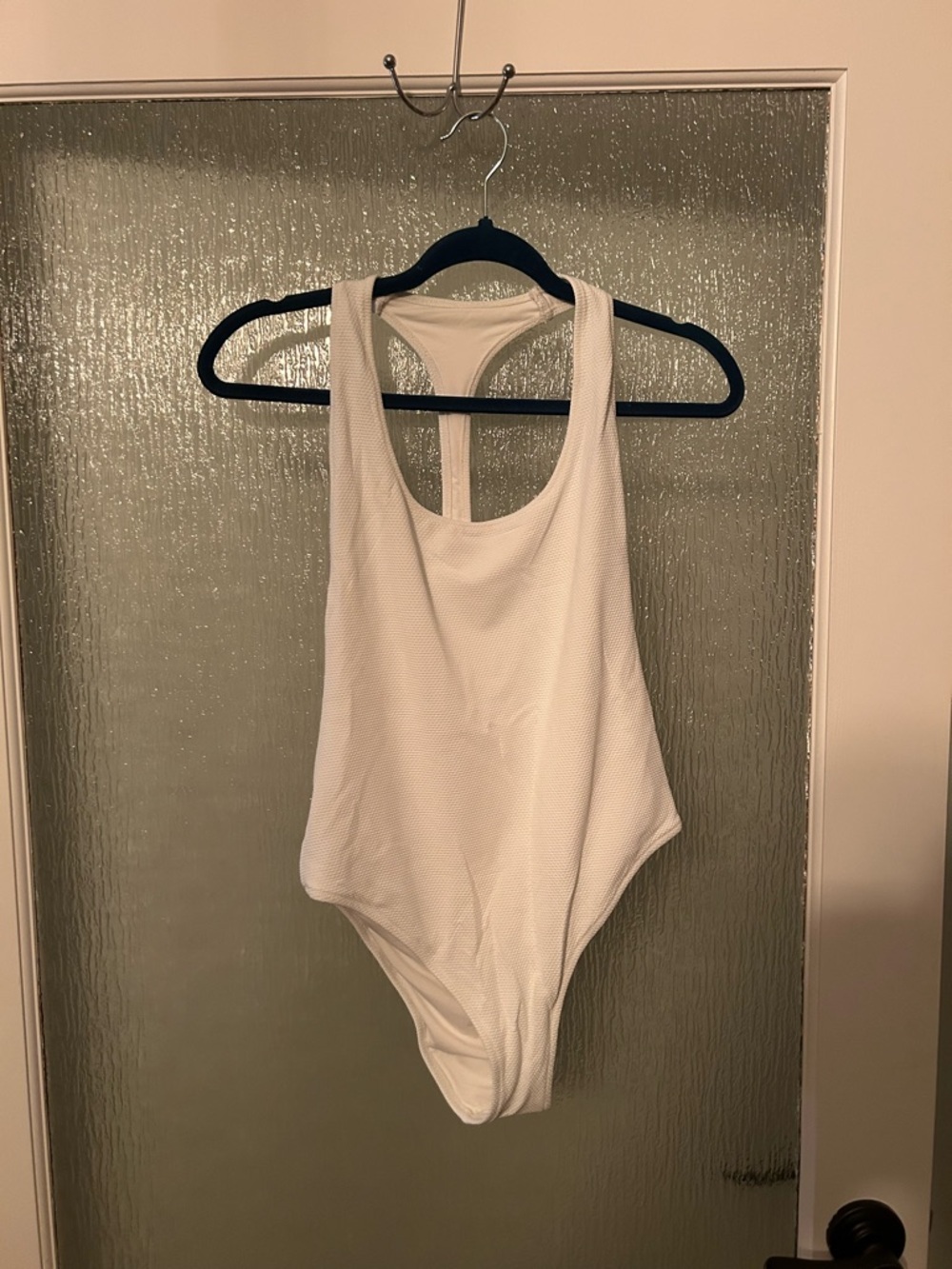 Aerie White Textured Sporty One-Piece Swimsuit